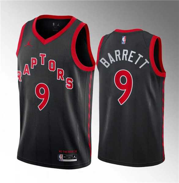 Men%27s Toronto Raptors #9 RJ Barrett Black Statement Edition Stitched Basketball Jersey Dzhi